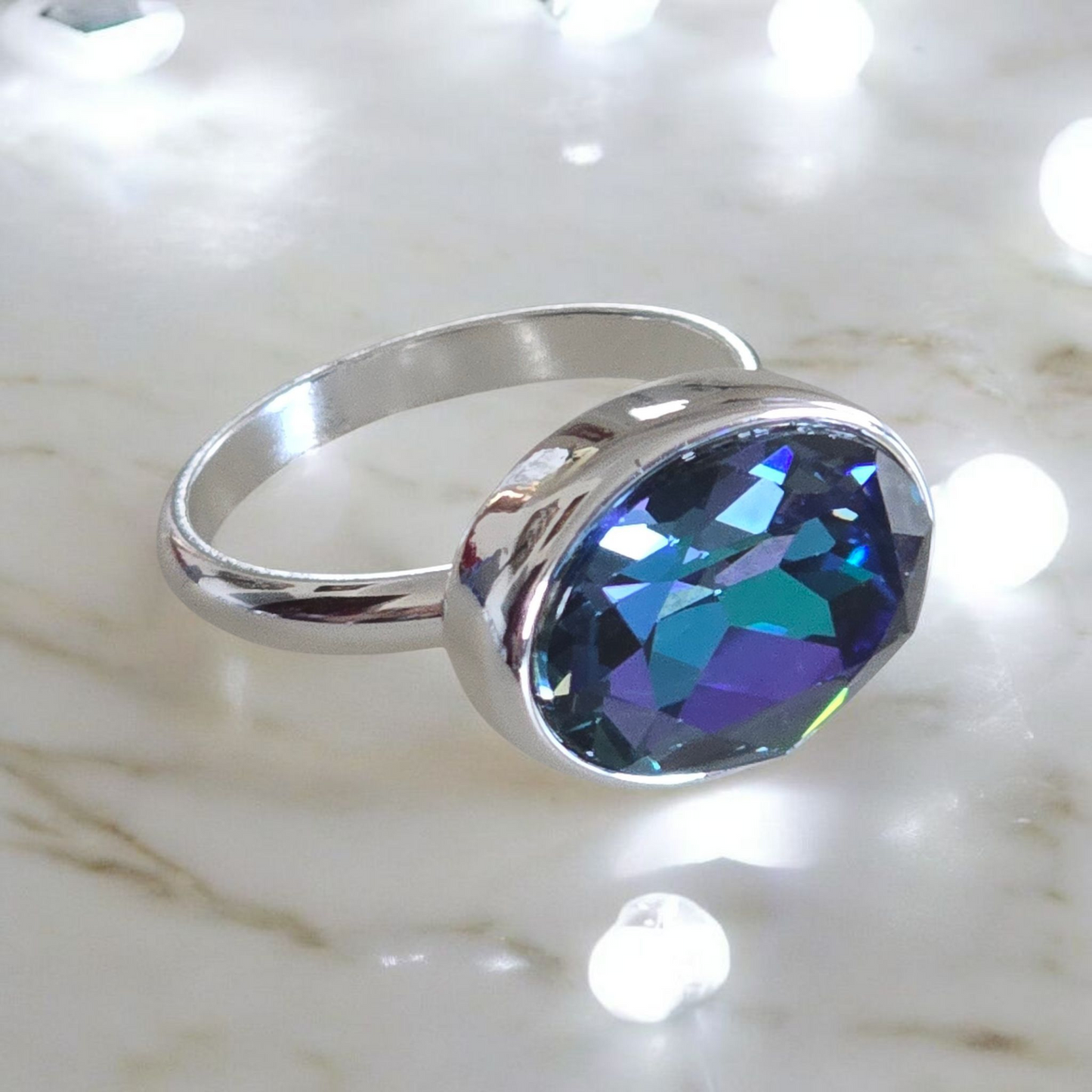 Swarovski Crystal Oval Focal Ring