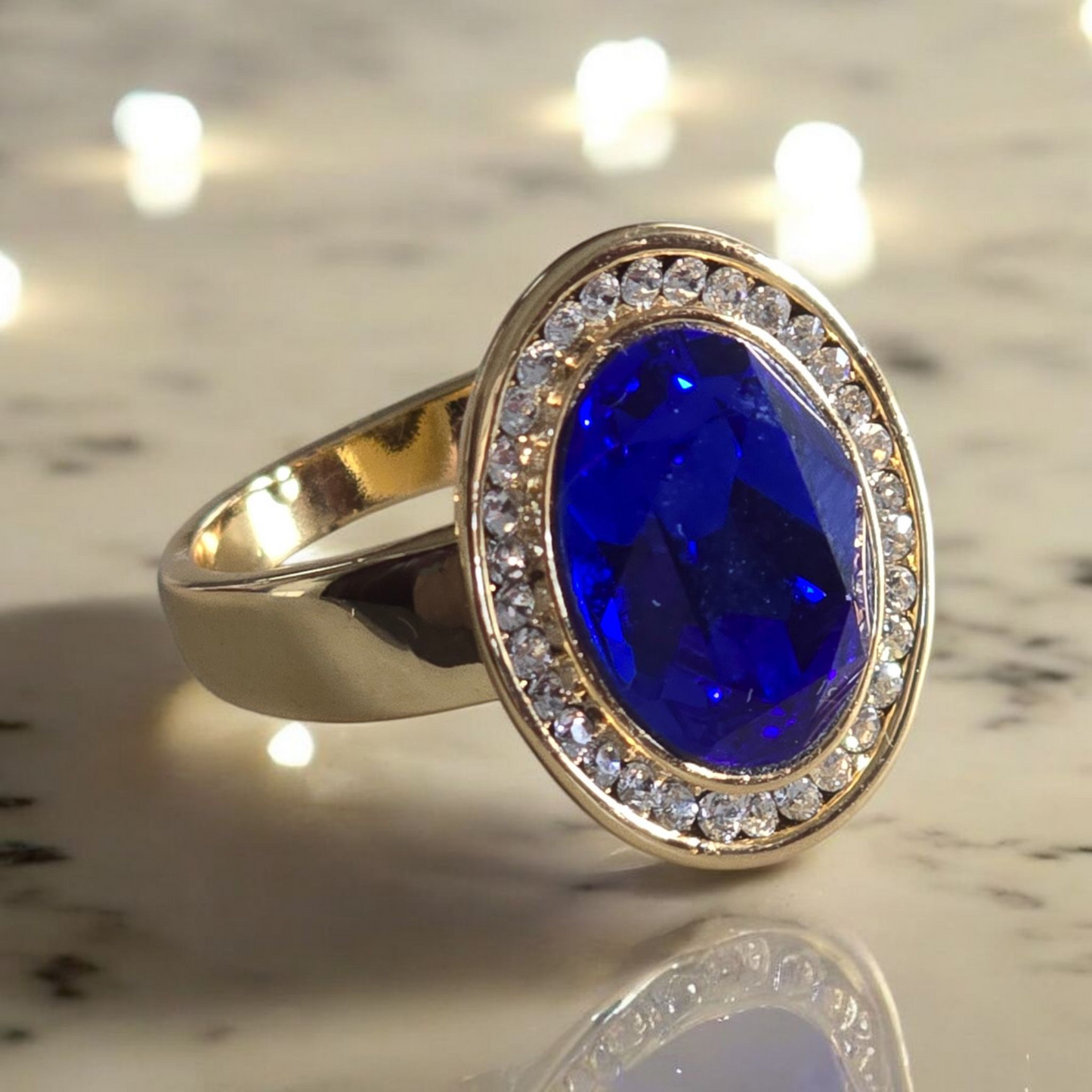 Swarovski Crystal Oval Focal CZ Framed Ring