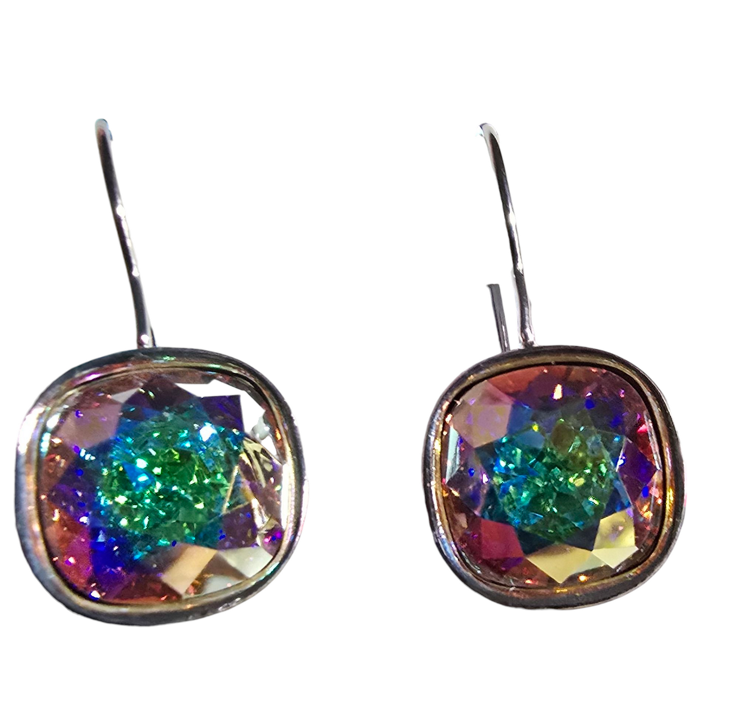 Swarovski Cushion Cut Crystal Gold Dangle Earring