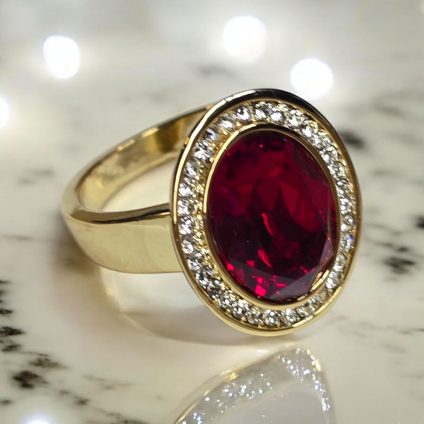 Swarovski Crystal Oval Focal CZ Framed Ring