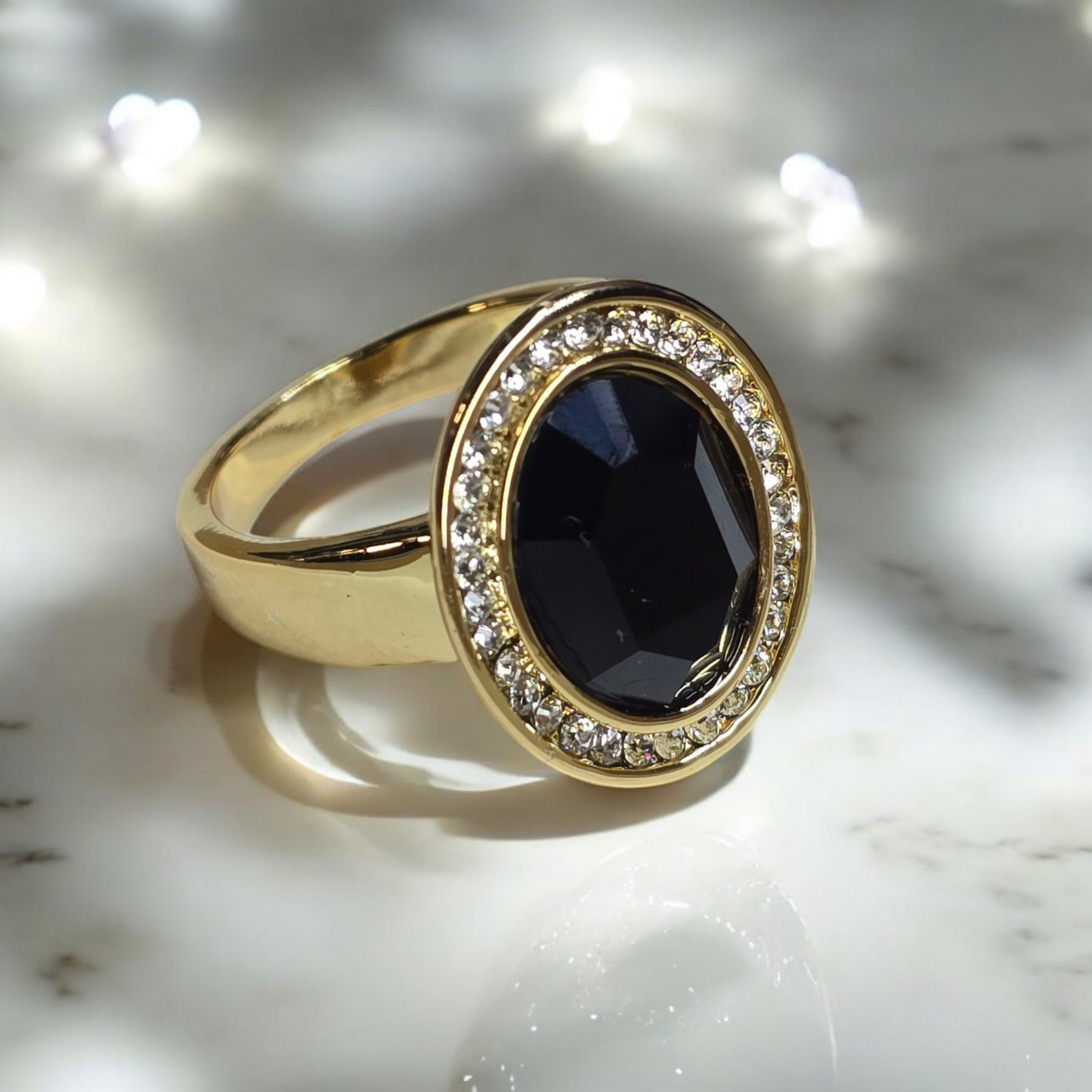 Swarovski Crystal Oval Focal CZ Framed Ring