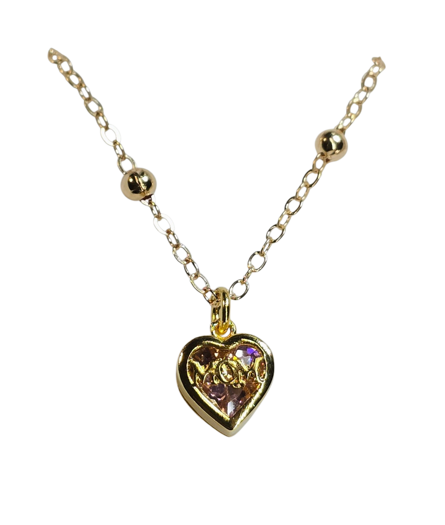Pink Crystal Heart "Mom" Necklace (Copy)