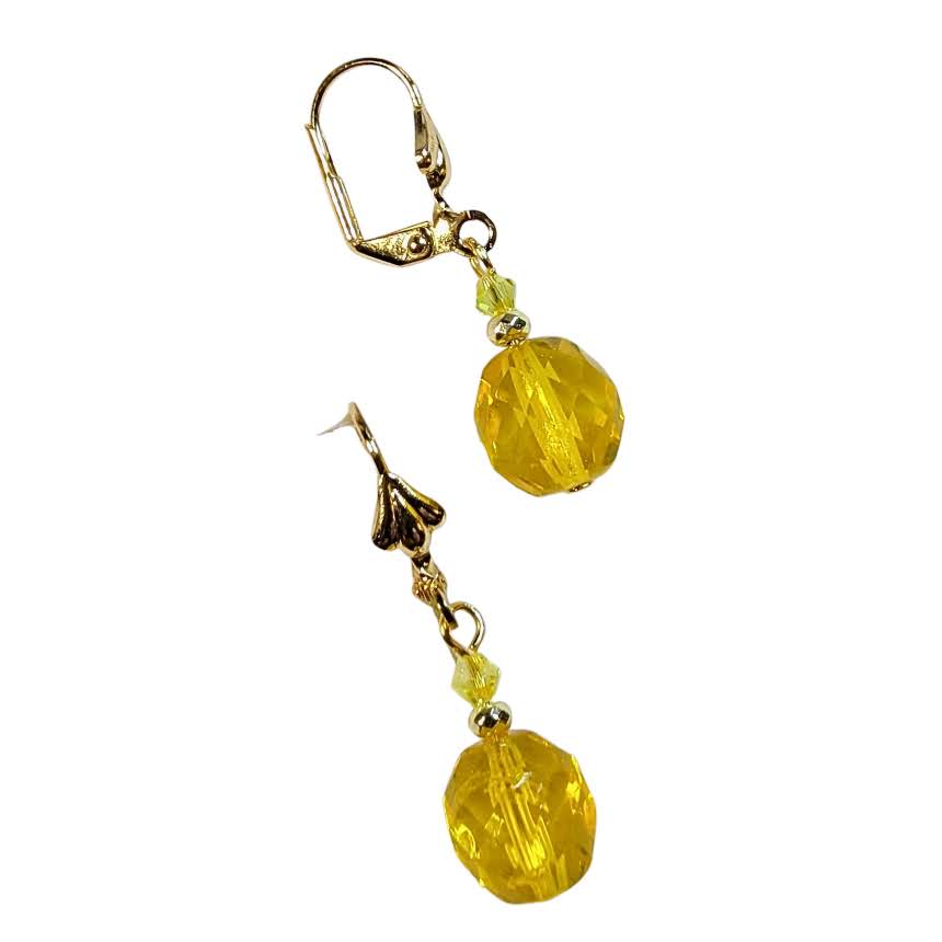 Czech Glass Round Faceted Dangle Earrings