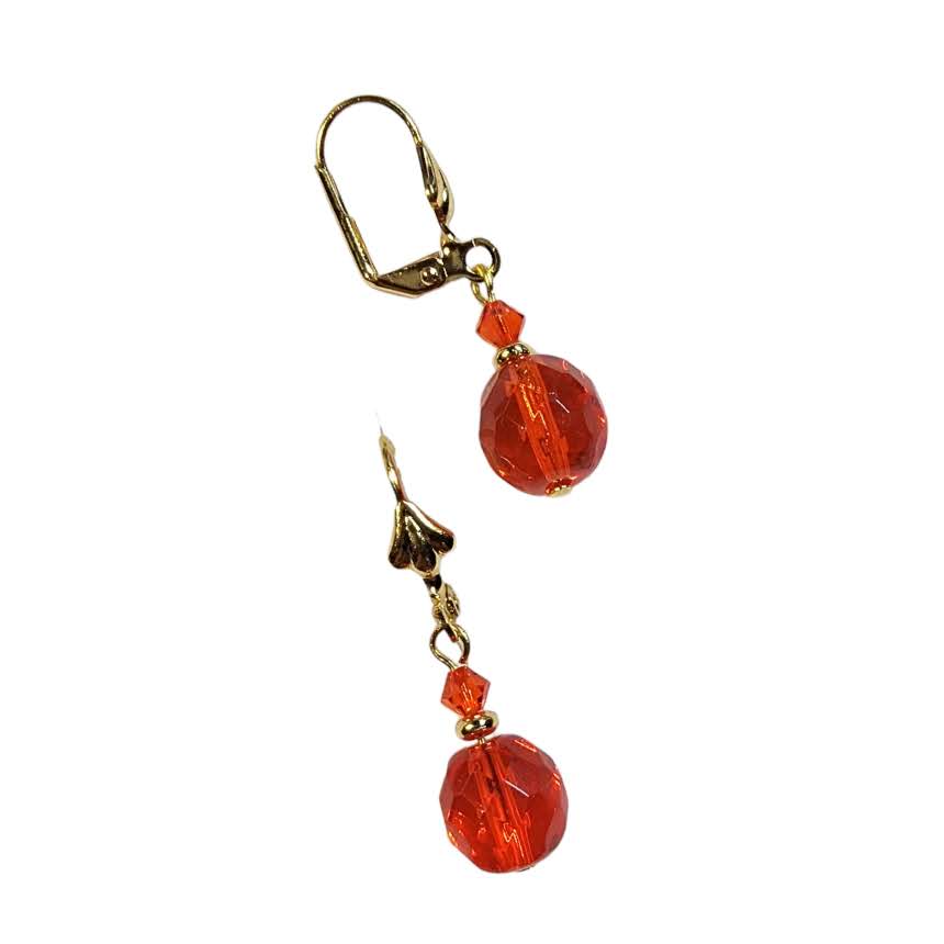 Czech Glass Round Faceted Dangle Earrings