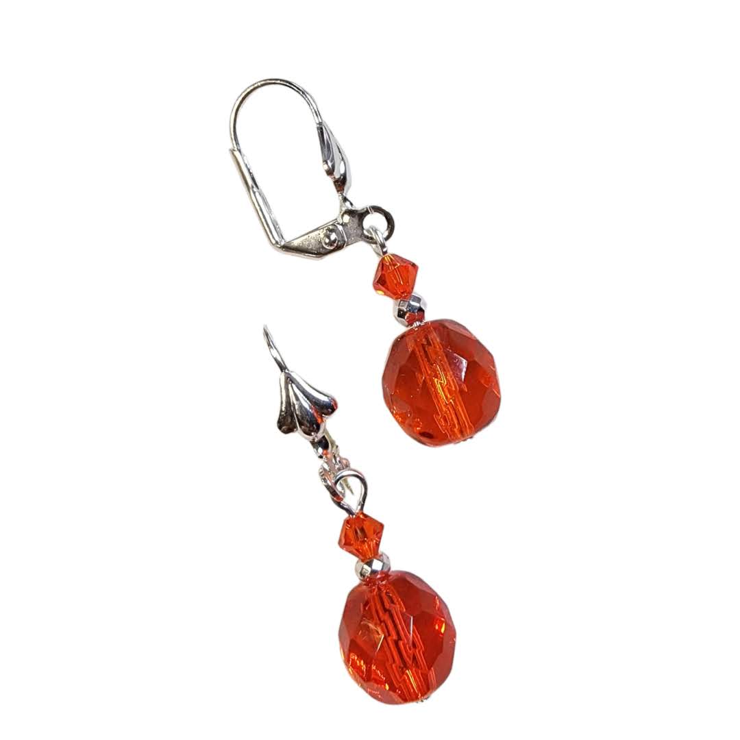 Czech Glass Round Faceted Dangle Earrings