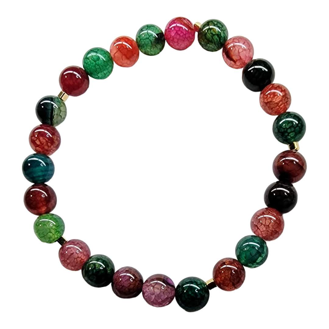 Mixed Colors Dragon Agate Stretchy Bracelet