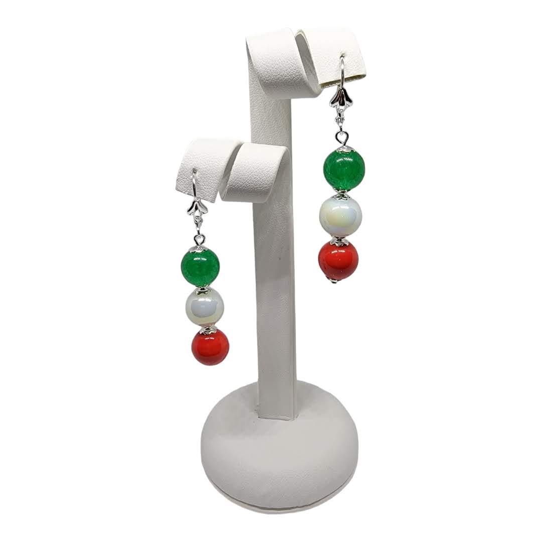Italian Flag Tight Dangle Earrings