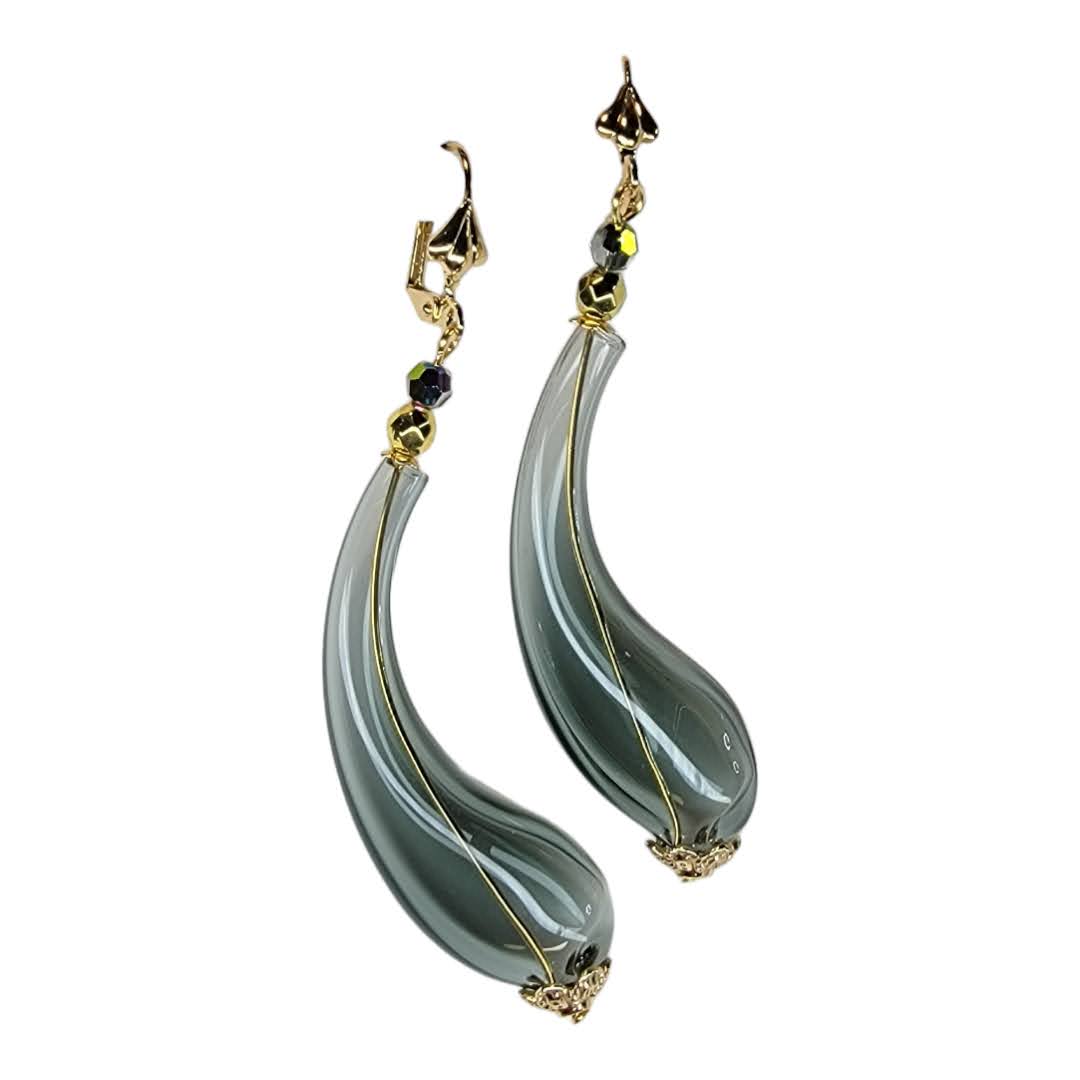 Venetian Boro Hand Blown Glass Dangle Earrings