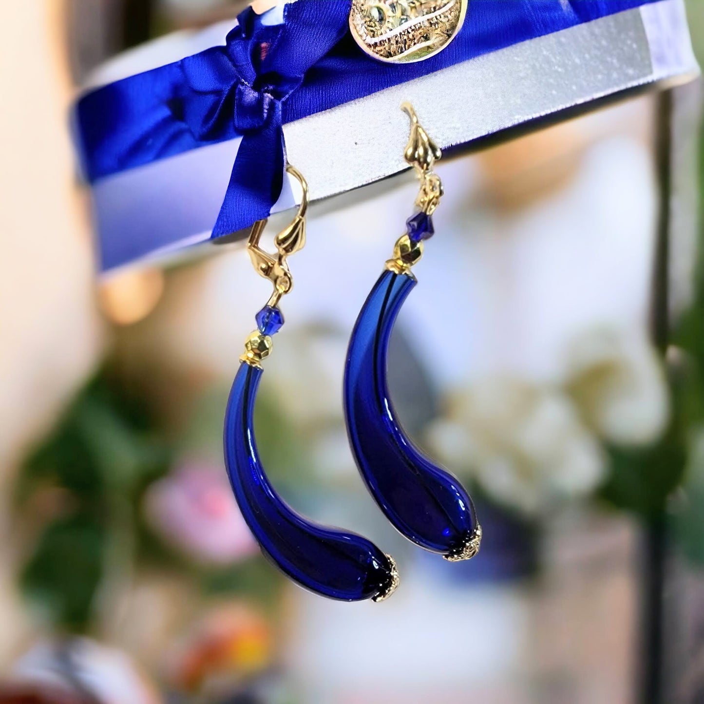 Venetian Boro Hand Blown Glass Dangle Earrings