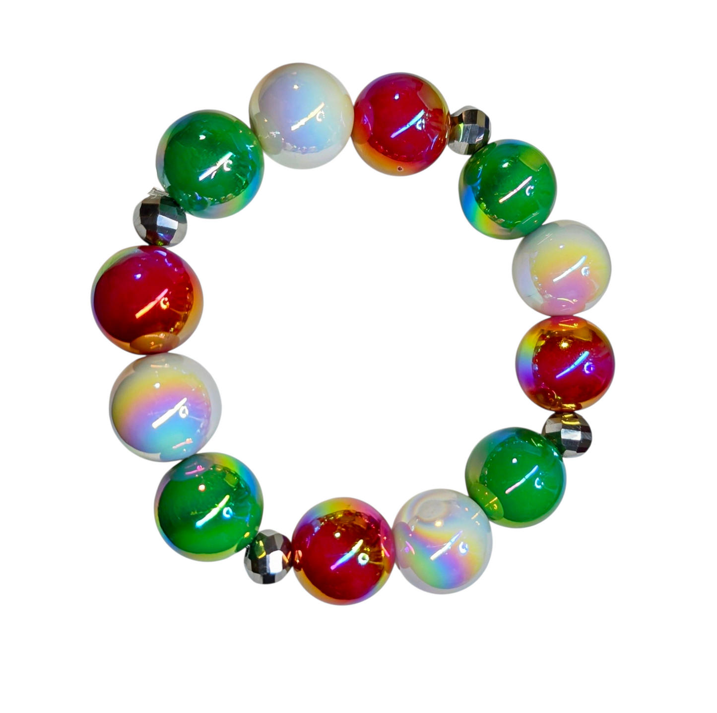 Italian Flag 12 mm Acrylic Beads Stretchy Bracelet (Copy)