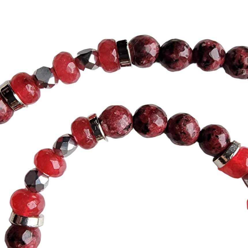 Red Brick Agate Ruby Jade Semi Precious Stone Necklace