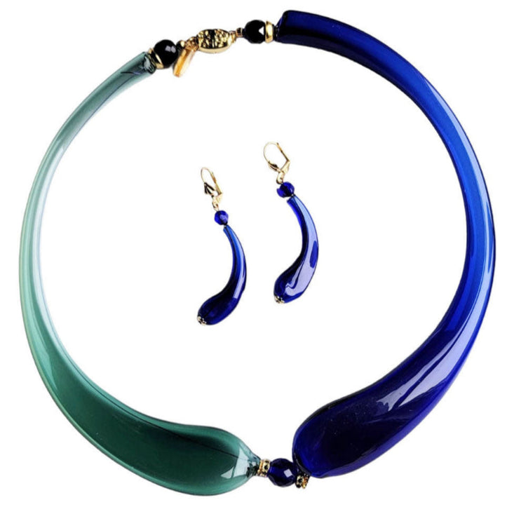 Venetian Glass Boro Choker and Boro Earrings
