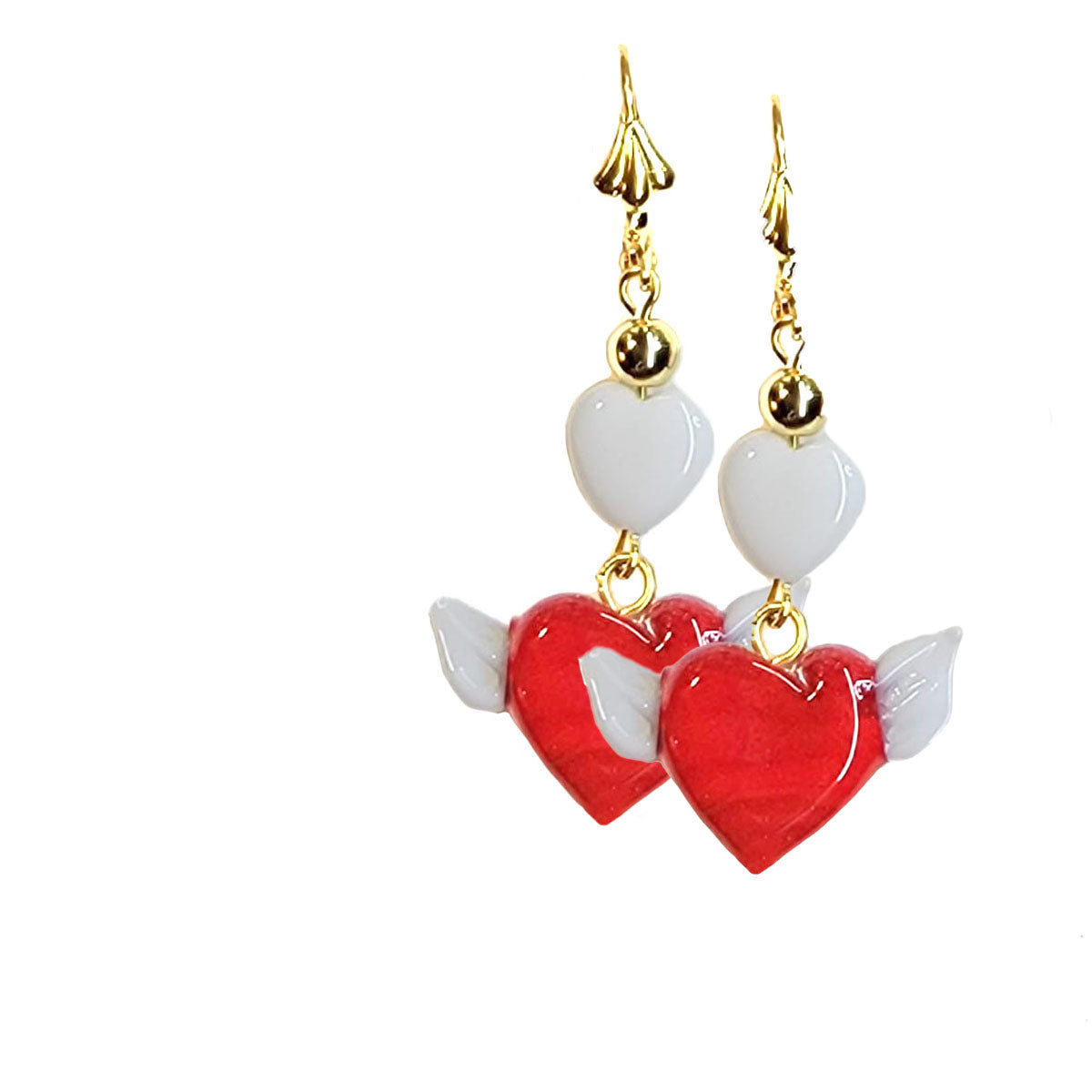 Winged Heart Venetian Glass Earring