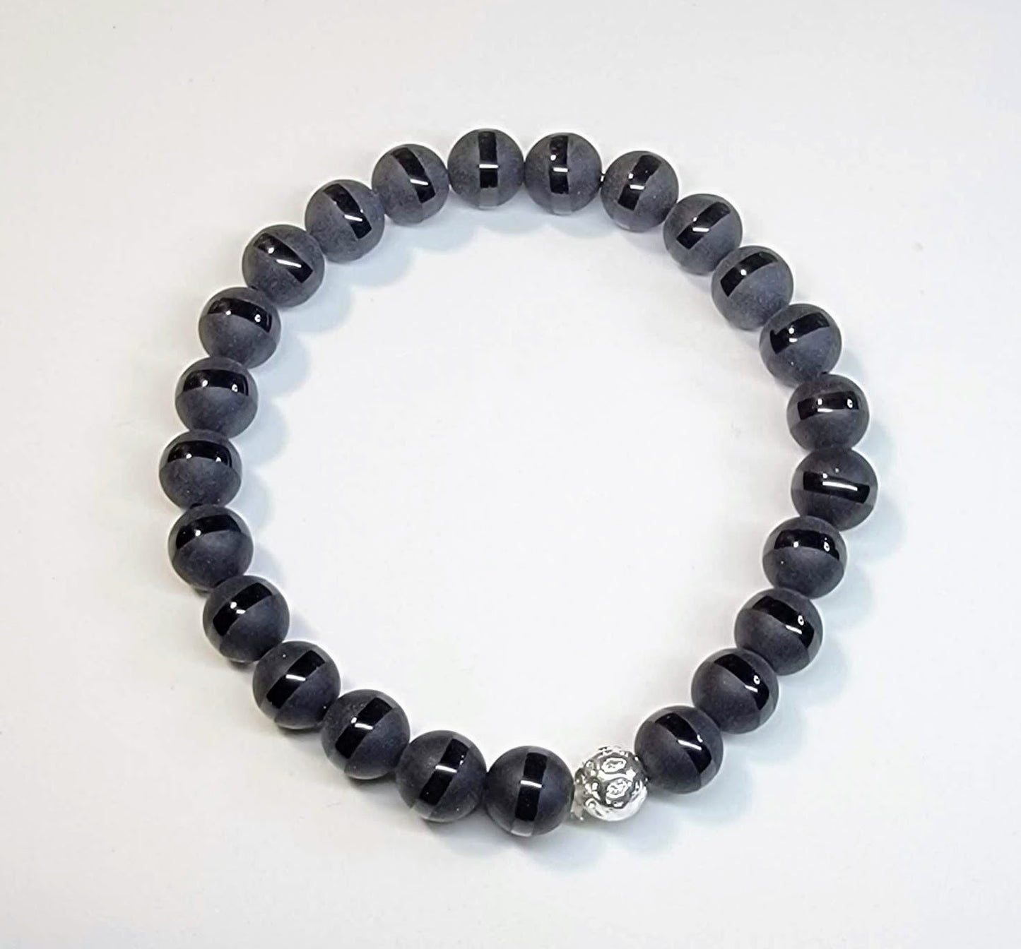 Black Matte Agate Stretchy Bracelet