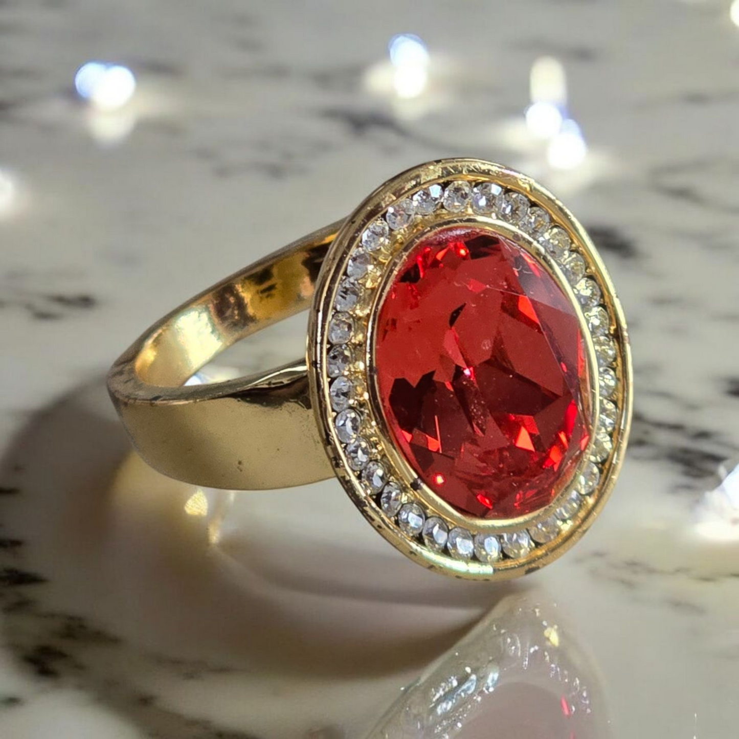 Swarovski Crystal Oval Focal CZ Framed Ring