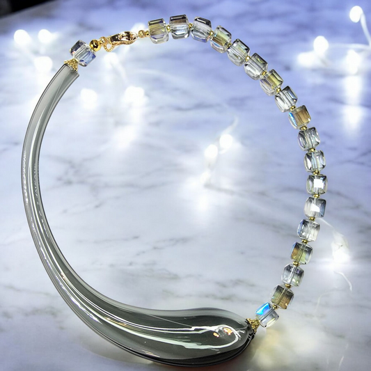 Venetian Glass Boro Gray Choker Necklace