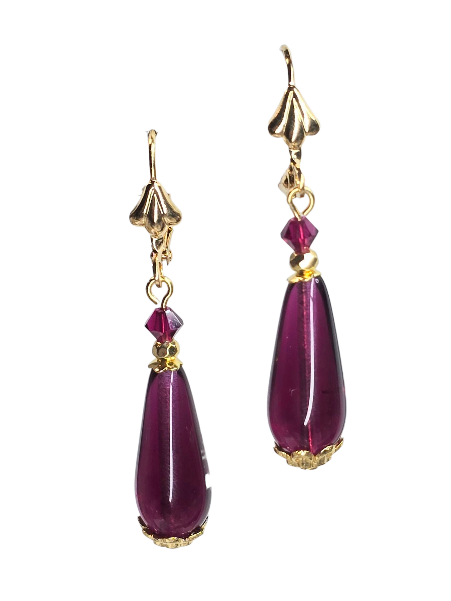 Venetian Glass Cranberry Dangle Earrings