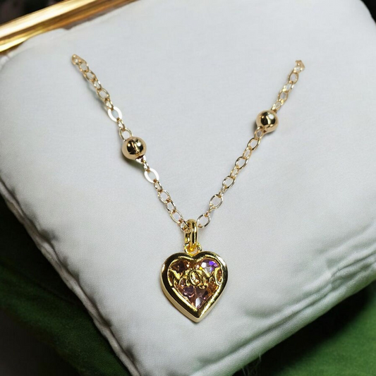 Pink Crystal Heart "Mom" Necklace (Copy)