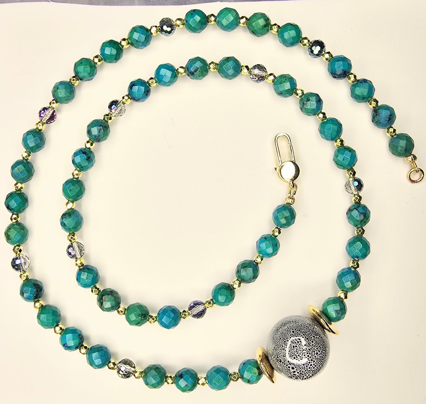 Azurite Ceramic Focal Bead Necklace