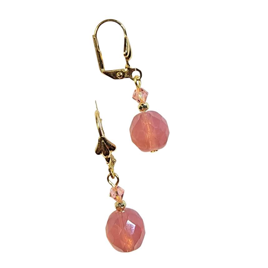 Czech Glass Round Faceted Dangle Earrings