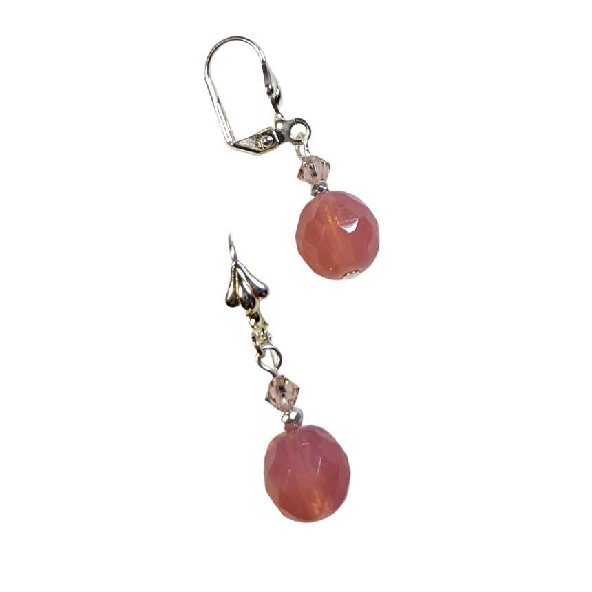 Czech Glass Round Faceted Dangle Earrings