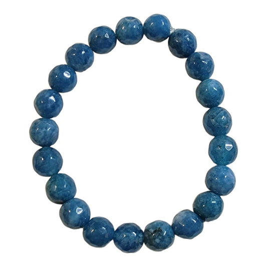 Sea Blue Faceted Agate Stretchy Bracelet