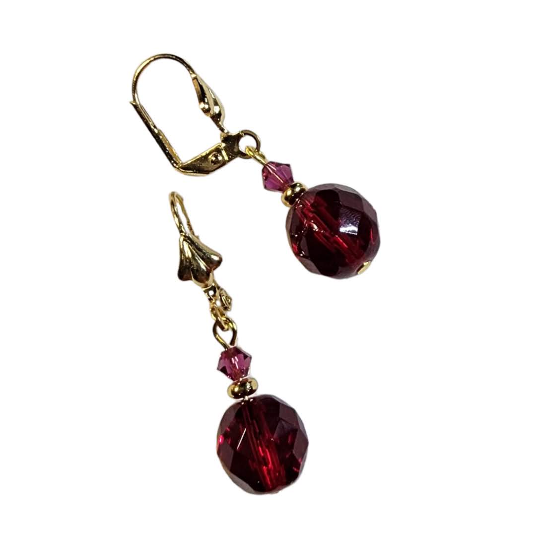 Czech Glass Round Faceted Dangle Earrings