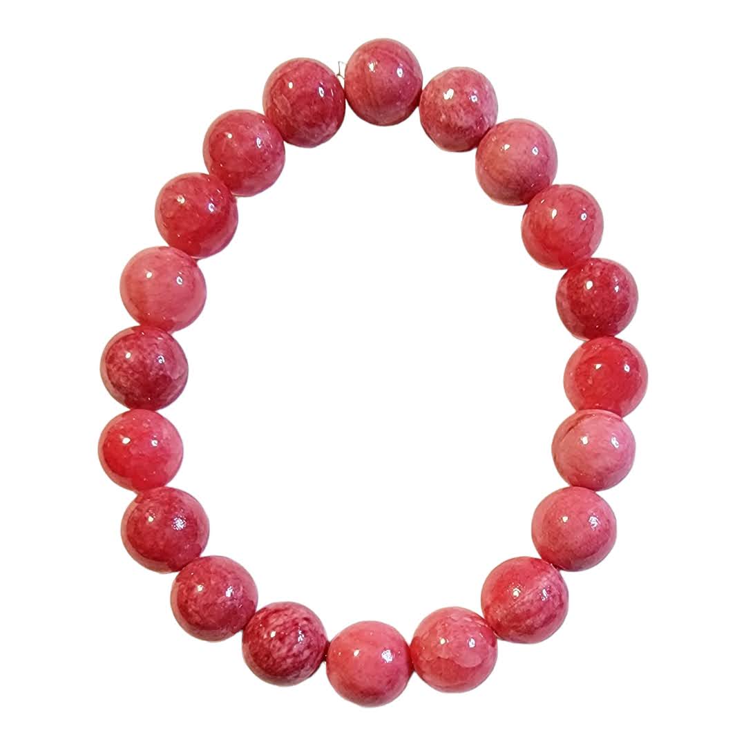 Coral Red Agate Stretchy Bracelet