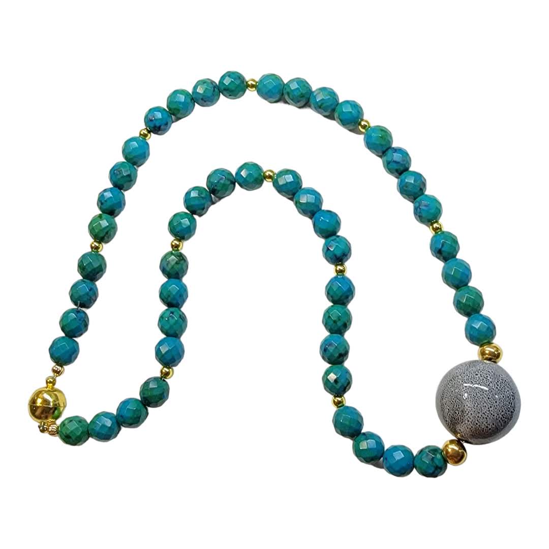 Azurite Ceramic Focal Bead Necklace