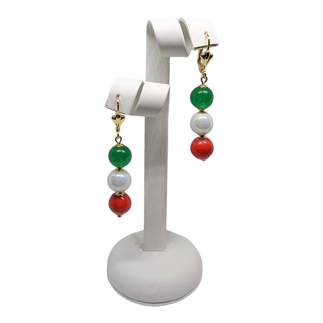 Italian Flag Tight Dangle (Gold) Earrings