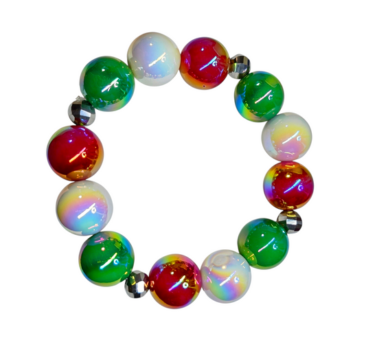 Italian Flag 12 mm Acrylic Beads Stretchy Bracelet (Copy)