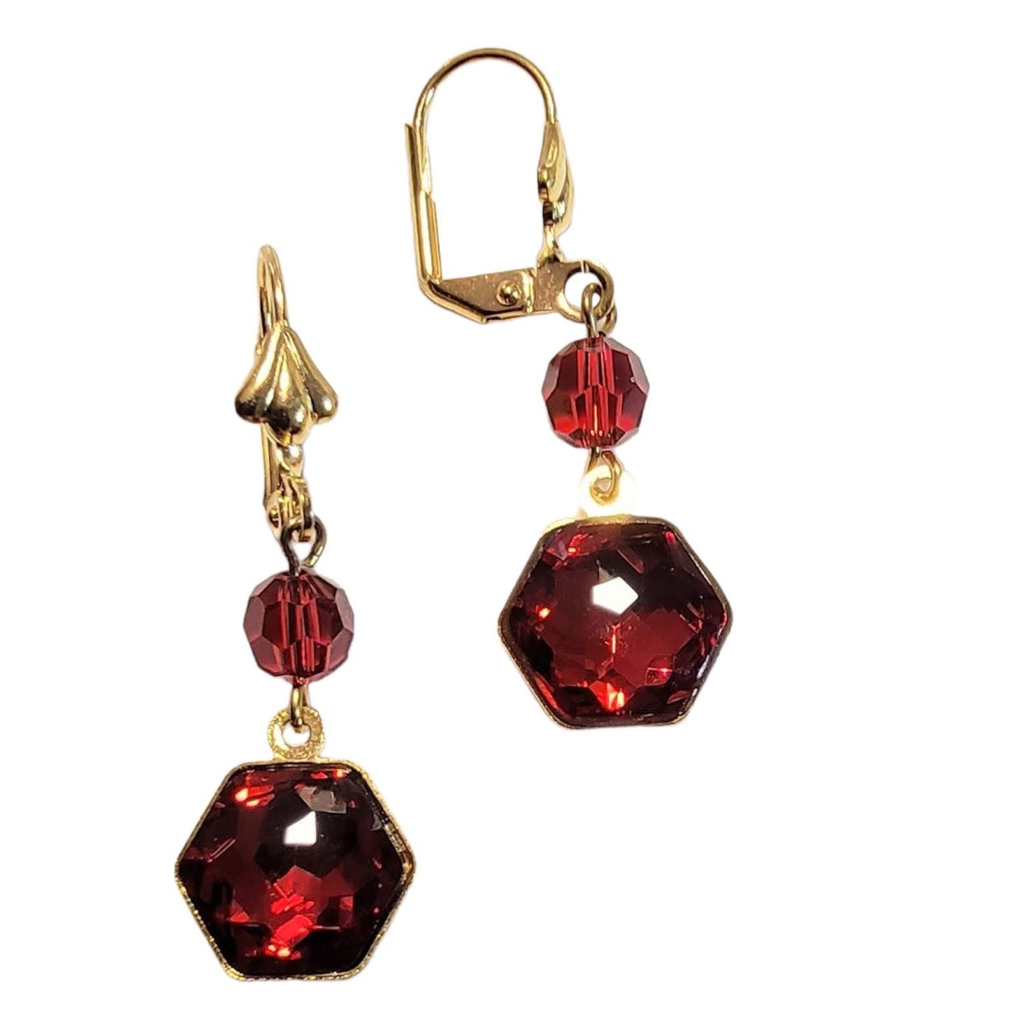 Swarovski Crystal Scarlet Hex Dangle Earring