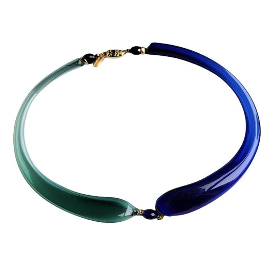Venetian Glass Boro Cobalt Blue Sea Green Choker Necklace