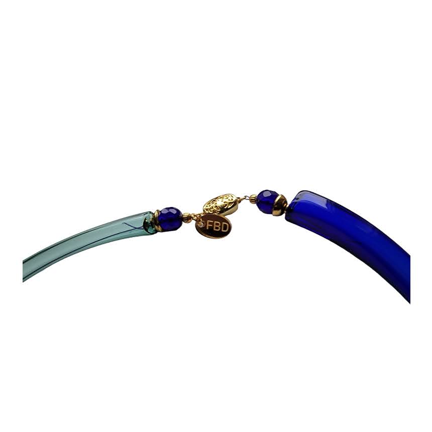 Venetian Glass Boro Cobalt Blue Sea Green Choker Necklace