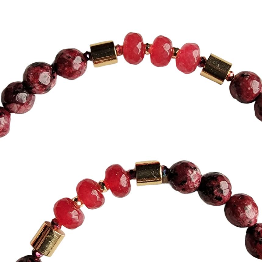 Red Brick Agate Ruby Jade Semi Precious Stone Necklace