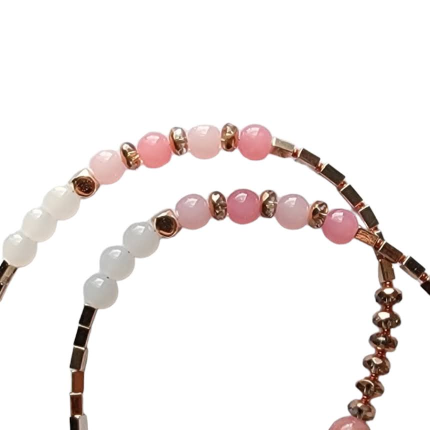 Pink Agate and Venetian Glass Focal Bead Necklace