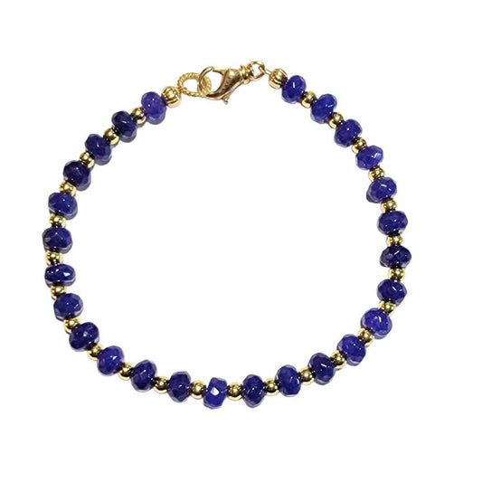 Sapphire Jade Stackable Bracelet Gold Tone