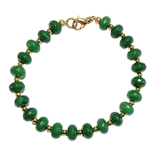 Emerald Jade Stackable Bracelet Gold Tone