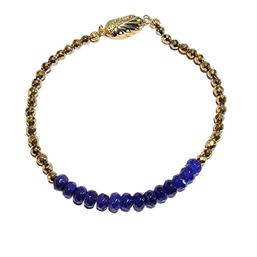 Sapphire Jade Stackable Bracelet Bronze/Gold Tone