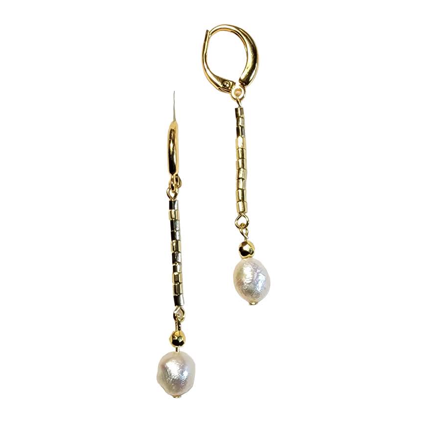 Freshwater Pearl Golden Tube Dangle