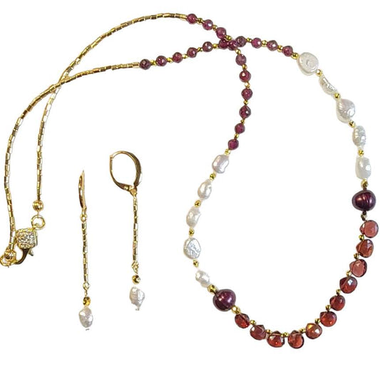 Freshwater Pearl Garnet Set