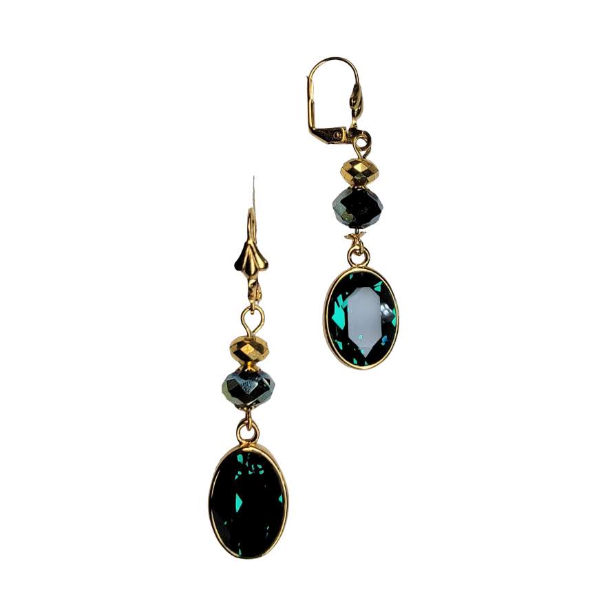 Swarovski Crystal Emerald Green Dangle Earrings