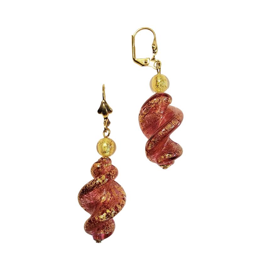 Venetian Glass Ruby Twist Earrings