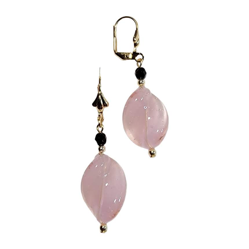 Venetian Glass Pink Wave Twist Dangle Earrings