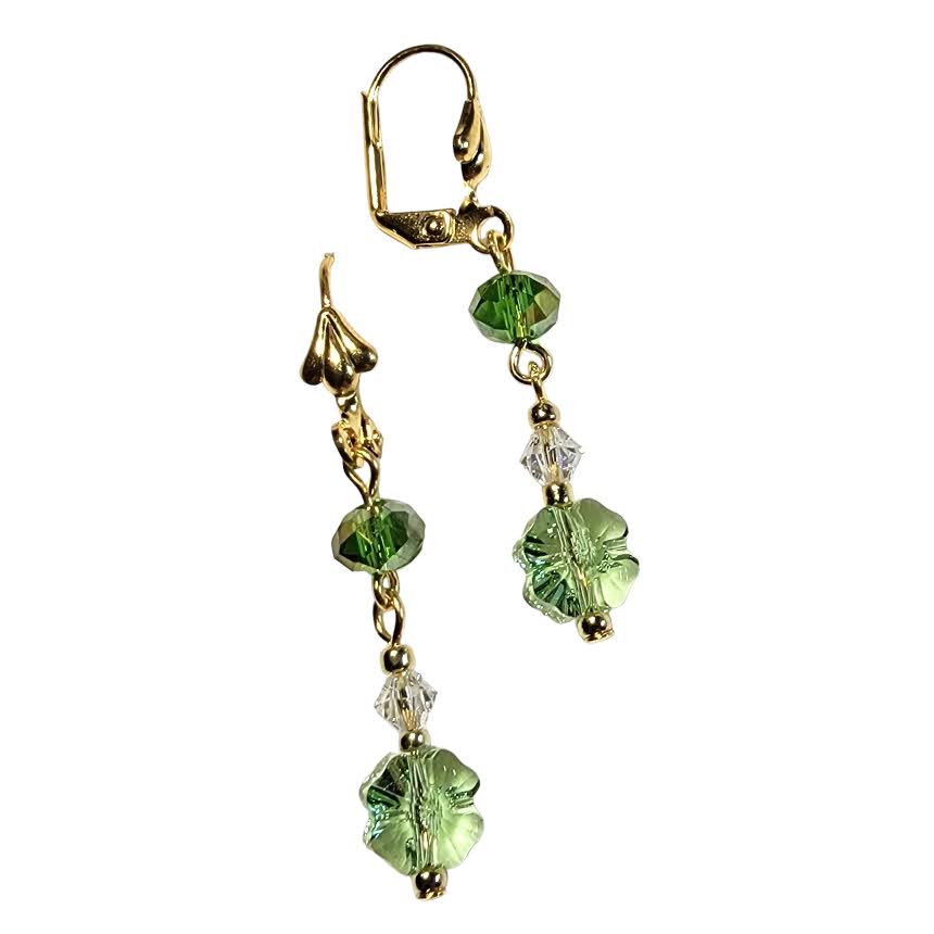 Swarovski Crystal Shamrock Rondelle Dangle Earring