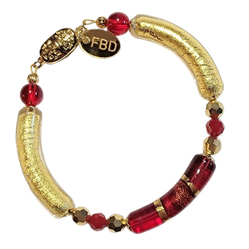 Venetian Glass Tube Beaded Bracelet