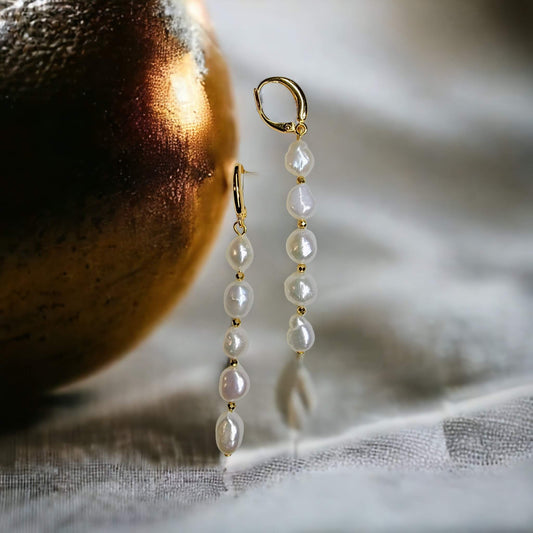 White Freshwater Pearl Dangle Earrings