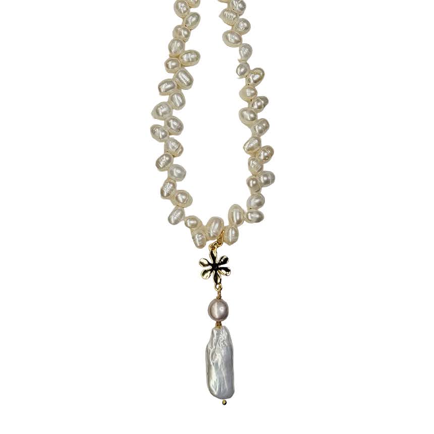 Top Drilled Freshwater Pearl Focal Bead Necklace