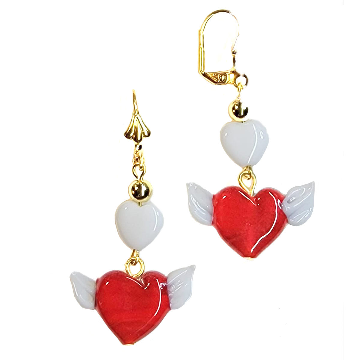 Winged Heart Venetian Glass Earring